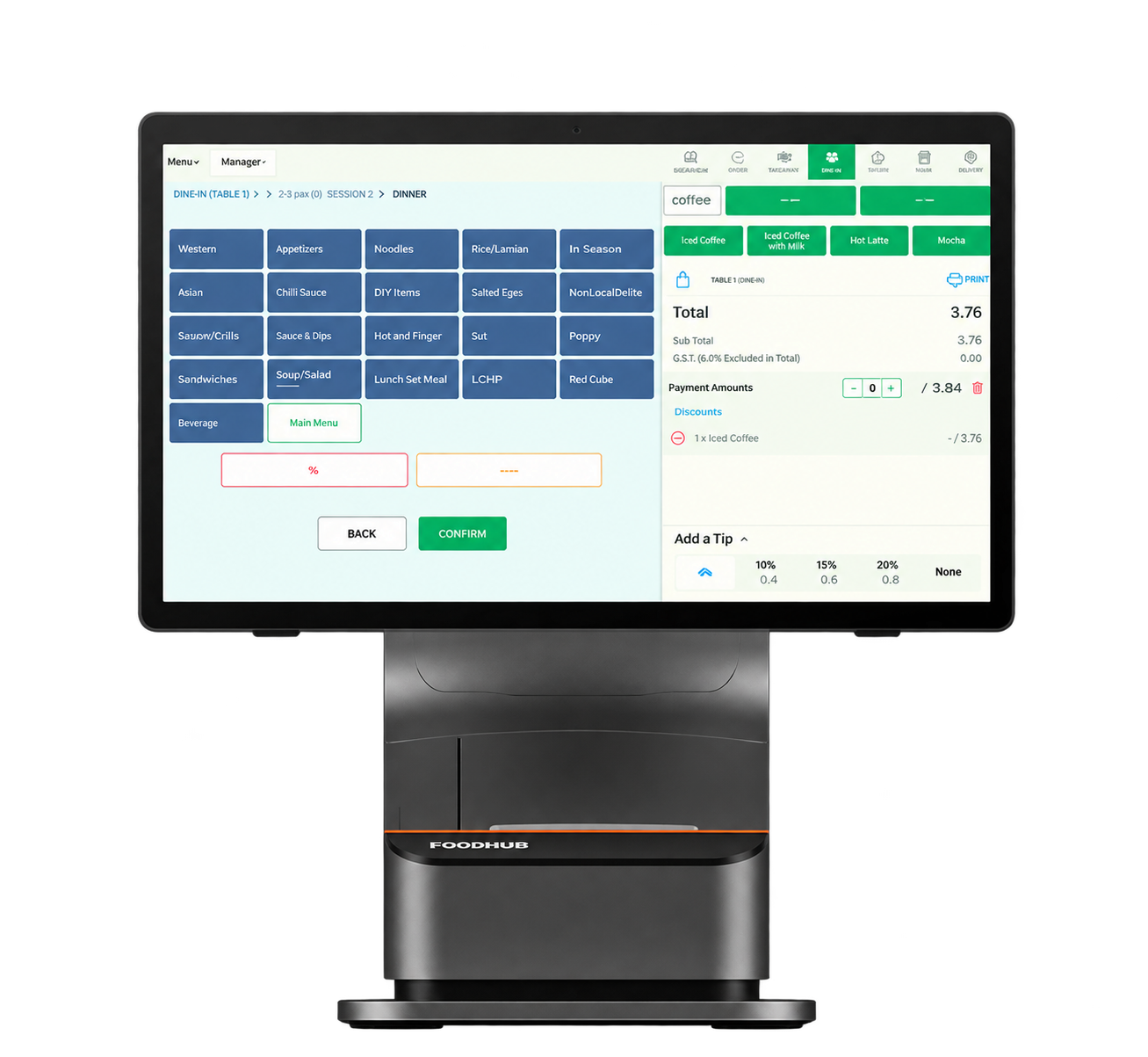 Foodhub restaurant point-of-sale system